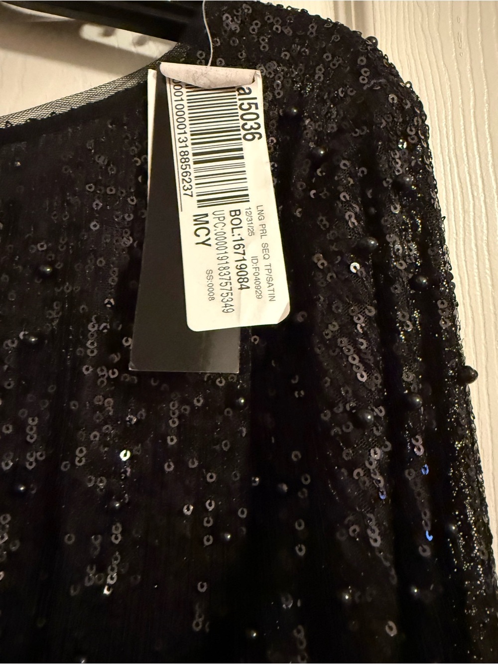 Xscape Black Sequin Bodice Satin A-Line Formal Dress - Picture 5 of 5